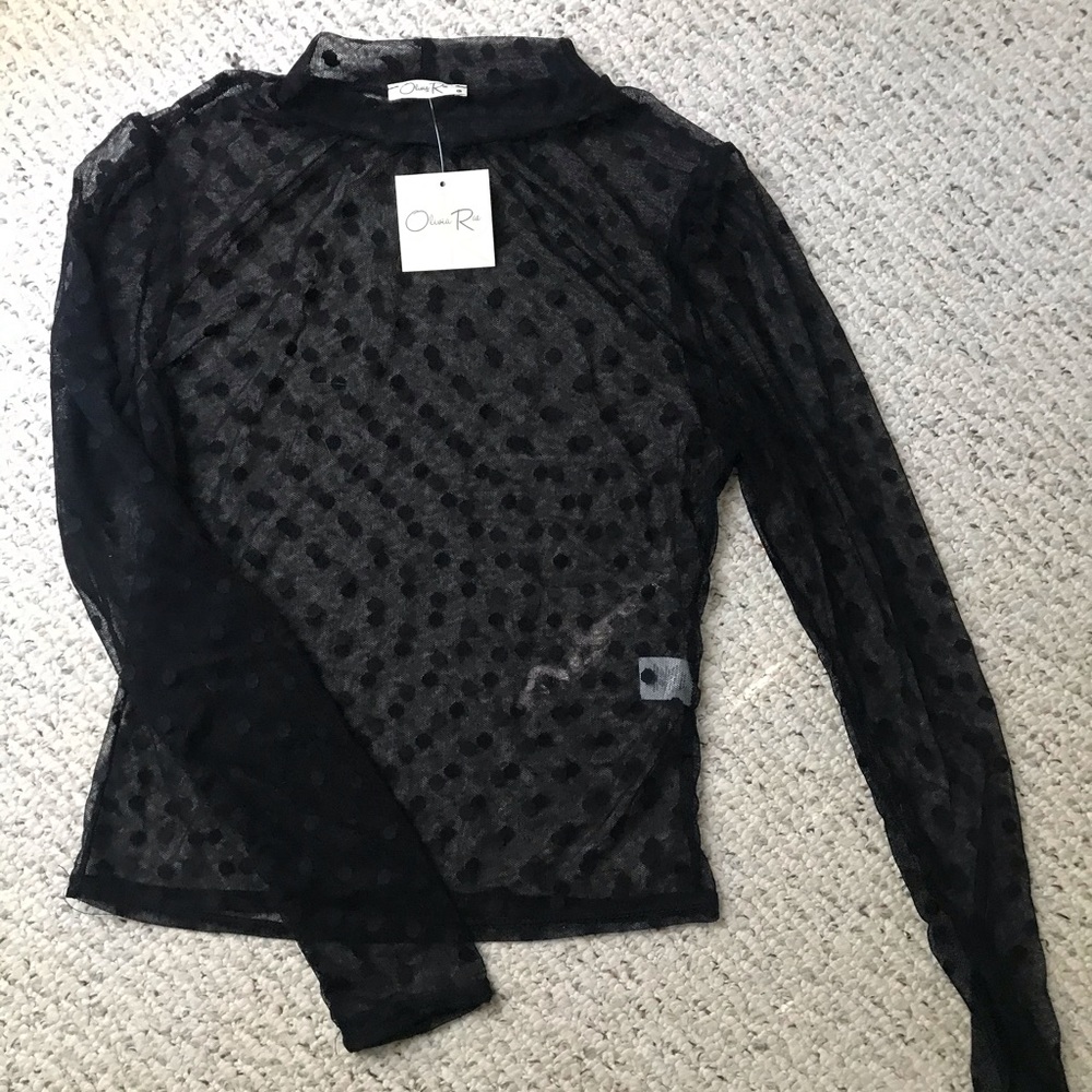 Olivia Rae Mesh Polka Dot Top